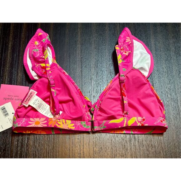 Kate Spade NWT size M pink flash bikini swim top - Picture 3 of 8